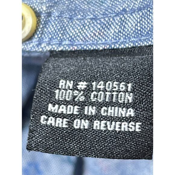 Roark Men’s Medium Blue Floral Print Short Sleeve Button Front Chambray Shirt - Picture 4 of 8